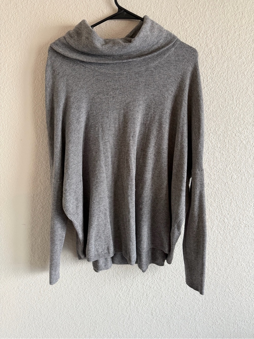 Cyrus Soft Gray Draped Cowl Neck Sweater